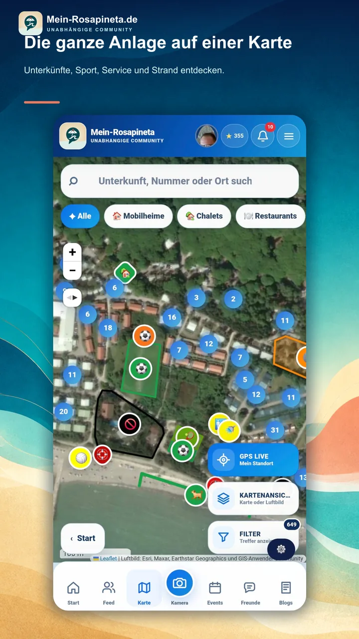 Interaktive Anlagenkarte der Mein-Rosapineta App