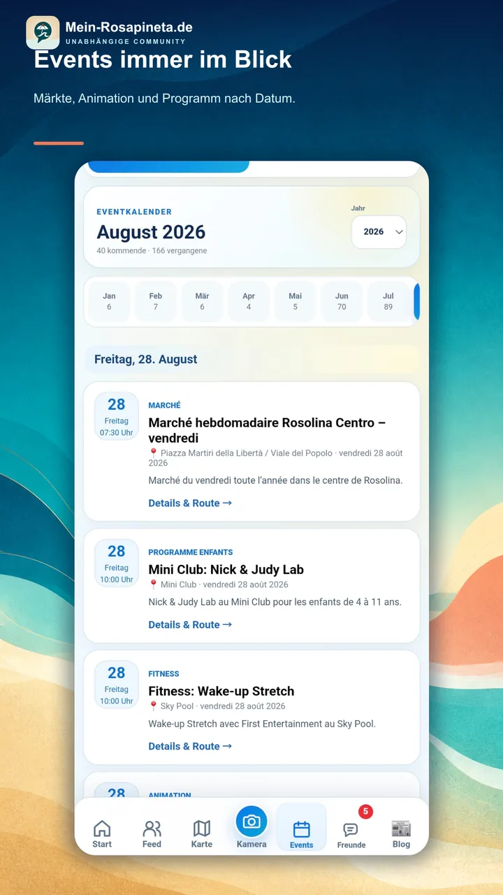 Eventkalender der Mein-Rosapineta App